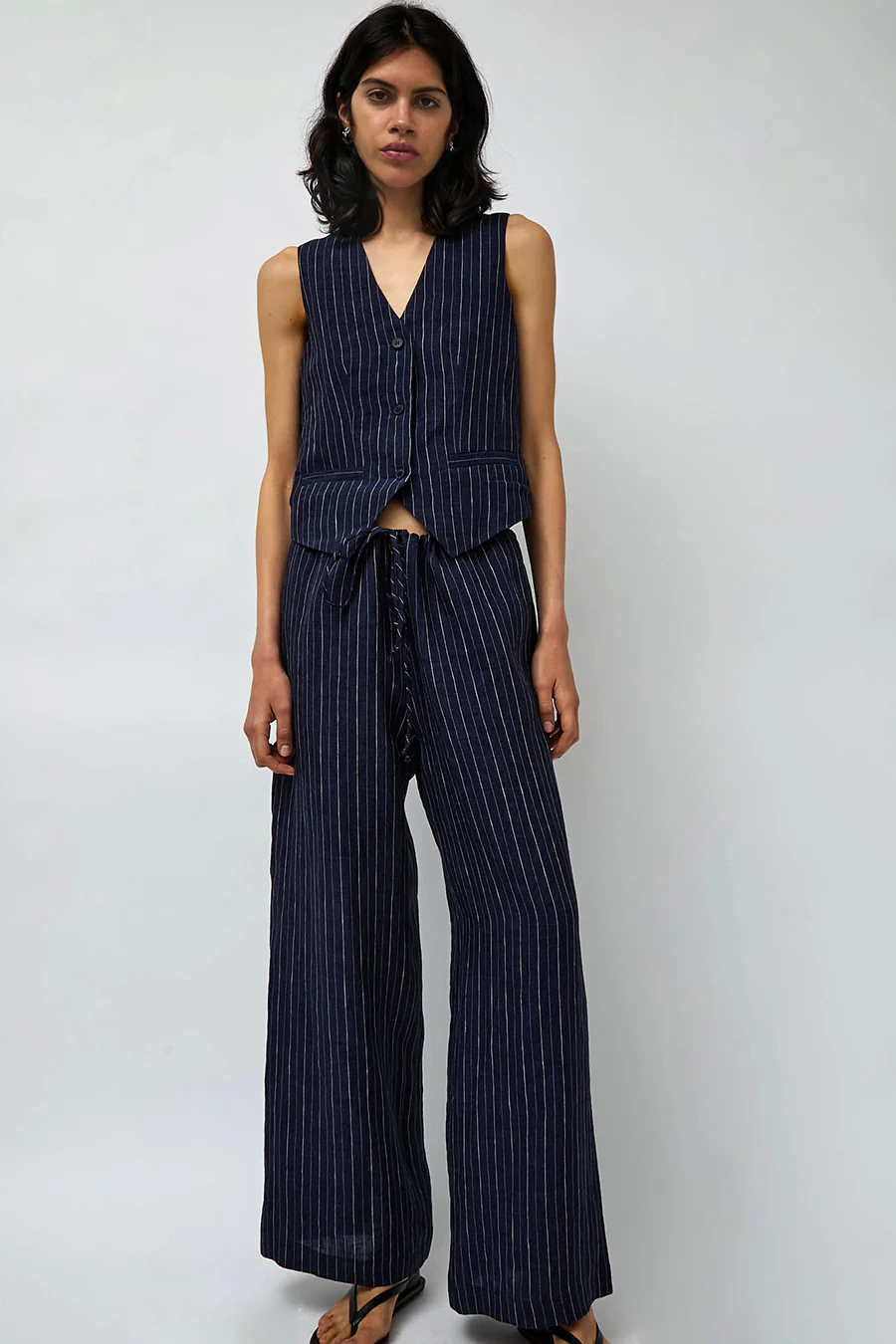 No.6 Mina Pant in Navy Pinstripe