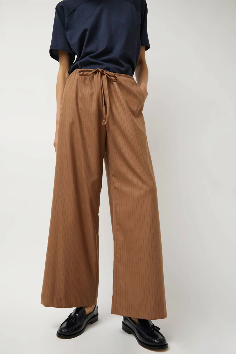 No.6 Mina Pant in Tan Pinstripe - Image 3