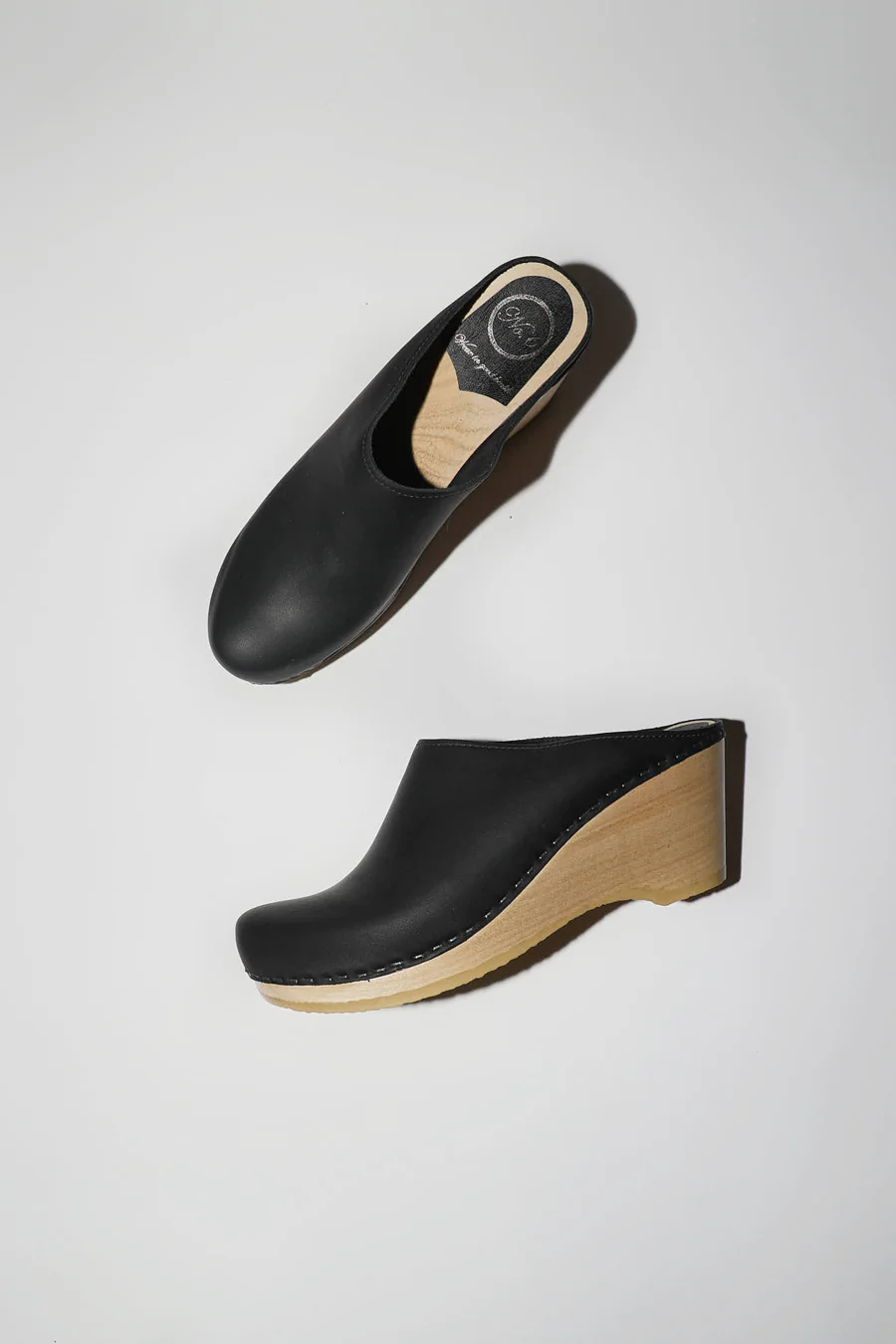 No.6 New School Clog on Wedge in Black - Image 3