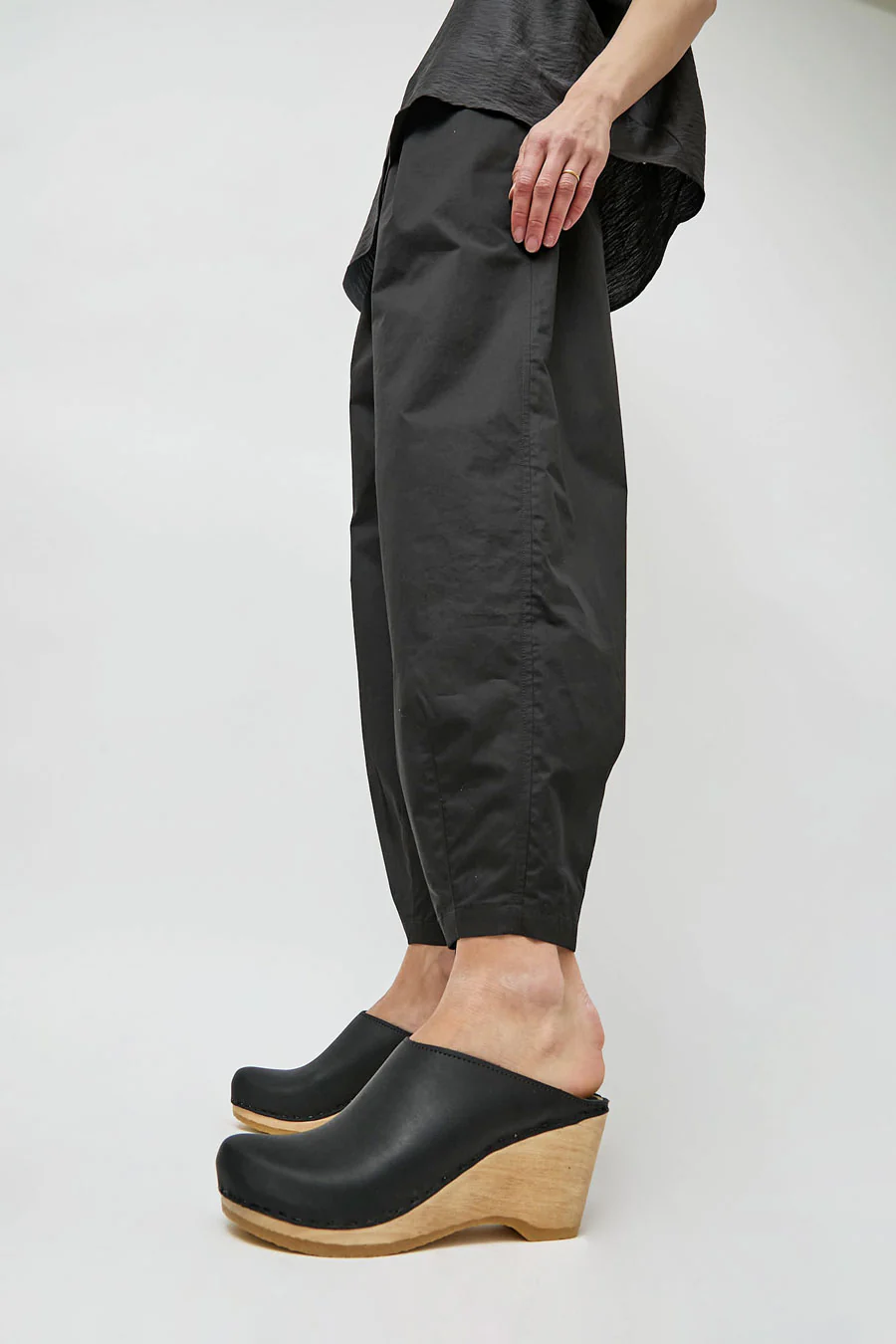 No.6 New School Clog on Wedge in Black - Image 4