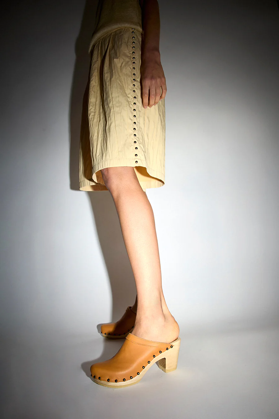 No.6 Old School Studded Clog on High Heel in Sunflower - Image 3