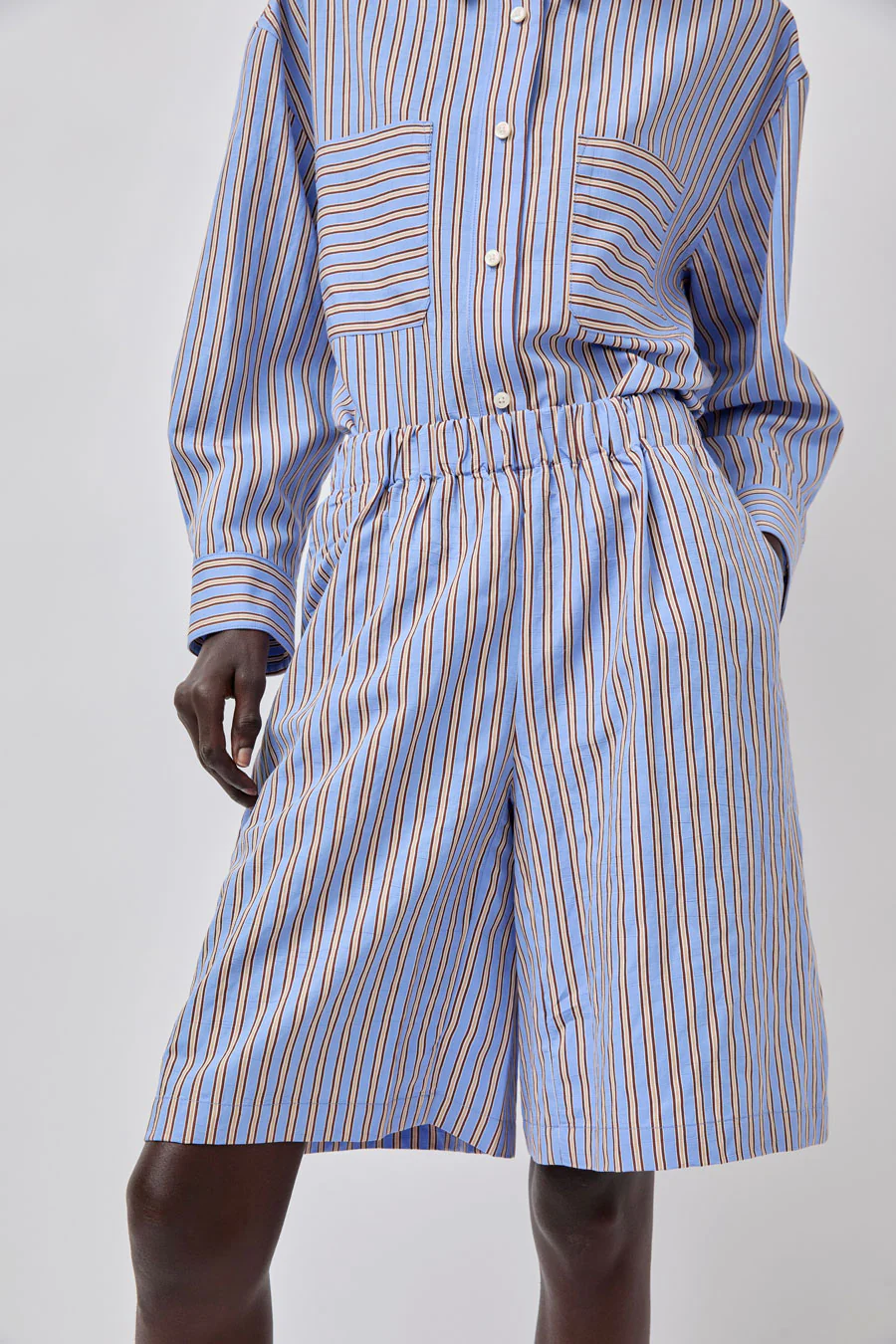 No.6 Polo Short in Oxford Stripe - Image 3