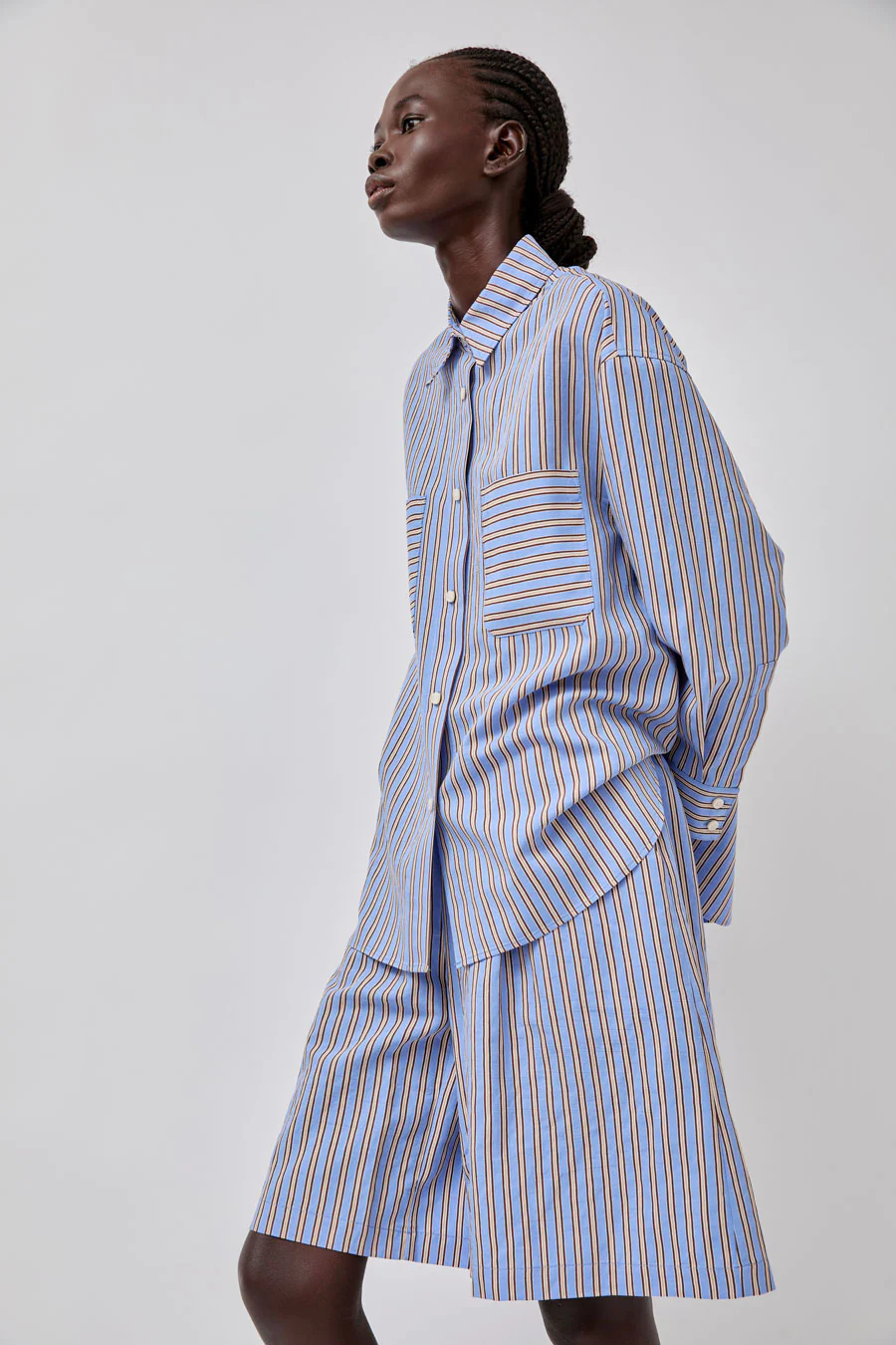 No.6 Polo Short in Oxford Stripe - Image 4