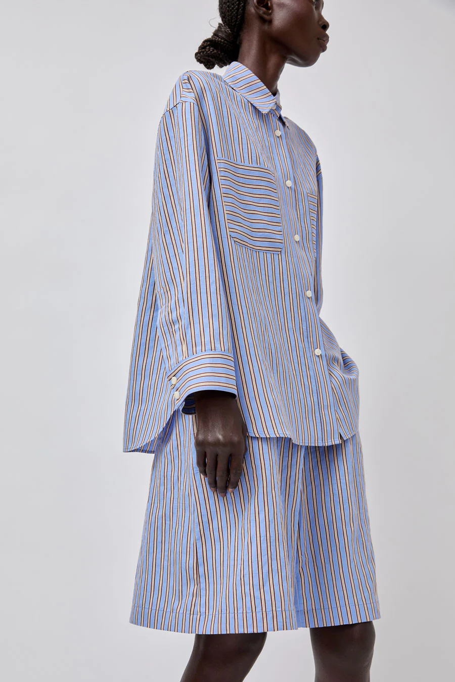 No.6 Polo Short in Oxford Stripe - Image 5