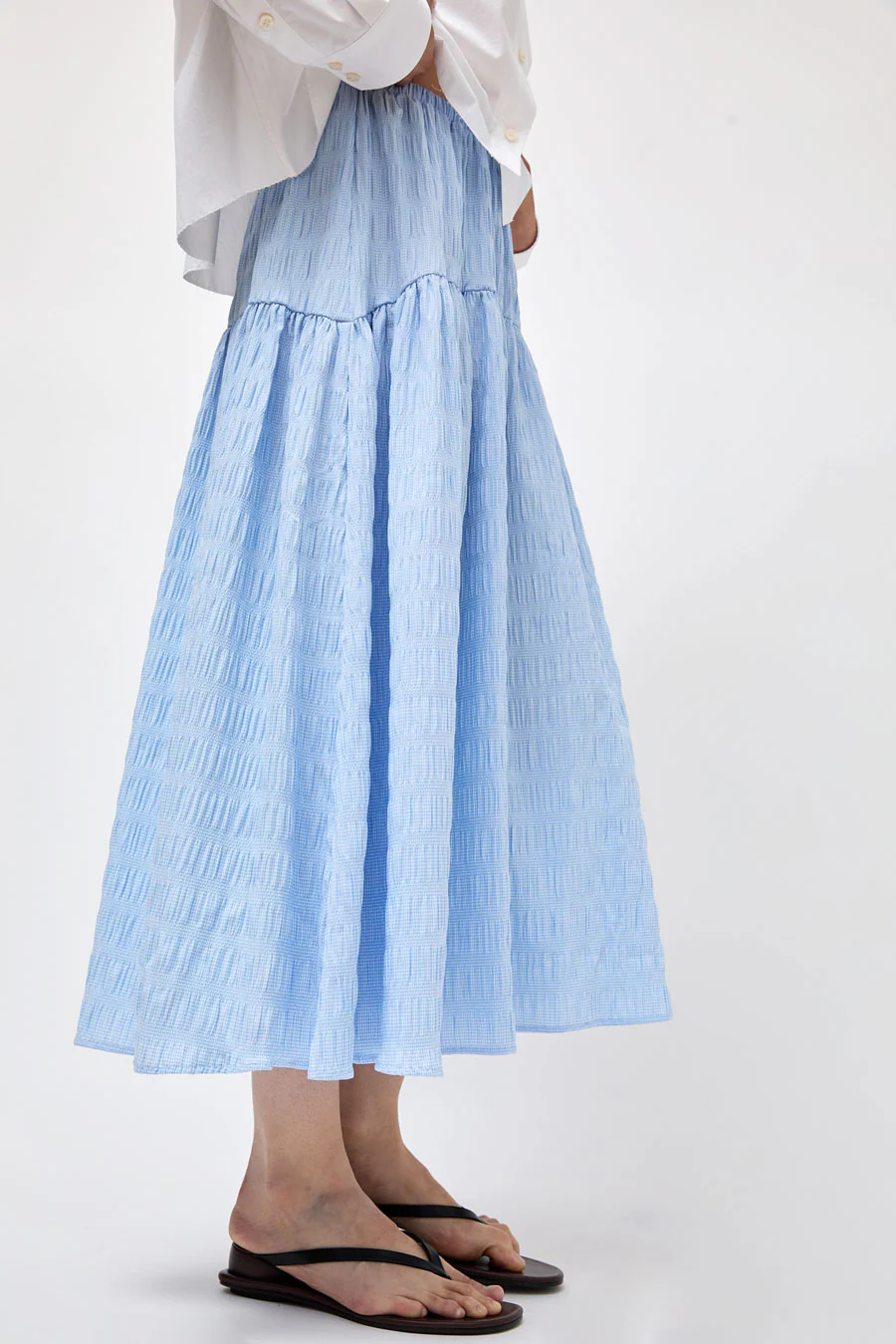 No.6 Sophia Skirt in Blue White Puckered Gingham - Image 2