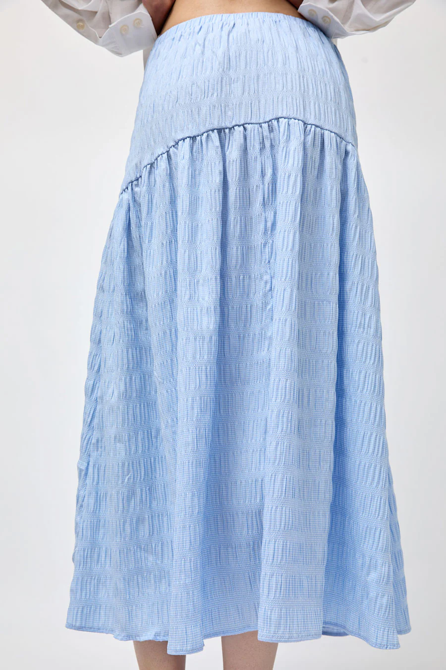 No.6 Sophia Skirt in Blue White Puckered Gingham - Image 5