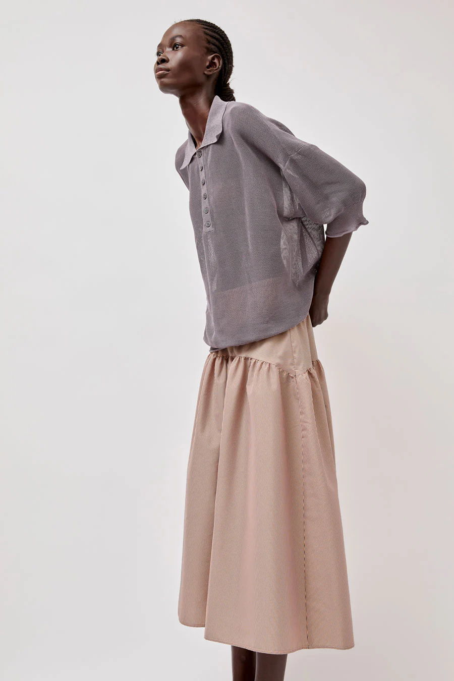 No.6 Sophia Skirt in Tan Stripe - Image 4