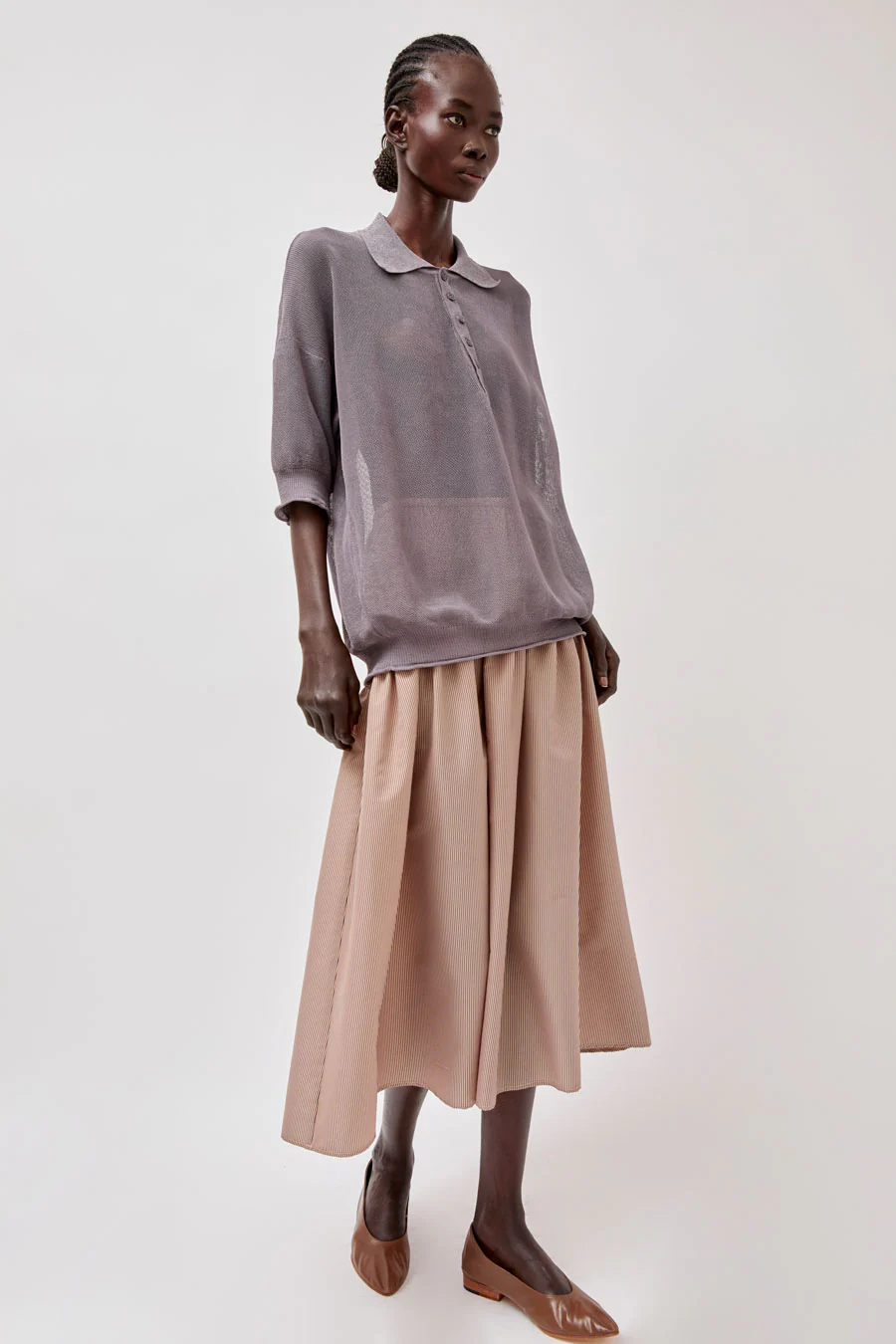 No.6 Sophia Skirt in Tan Stripe - Image 5