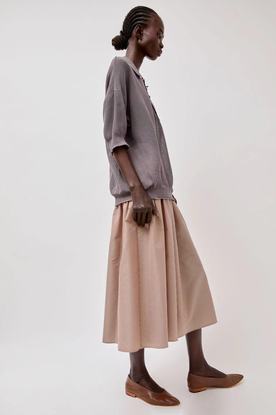 No.6 Sophia Skirt in Tan Stripe - Image 6