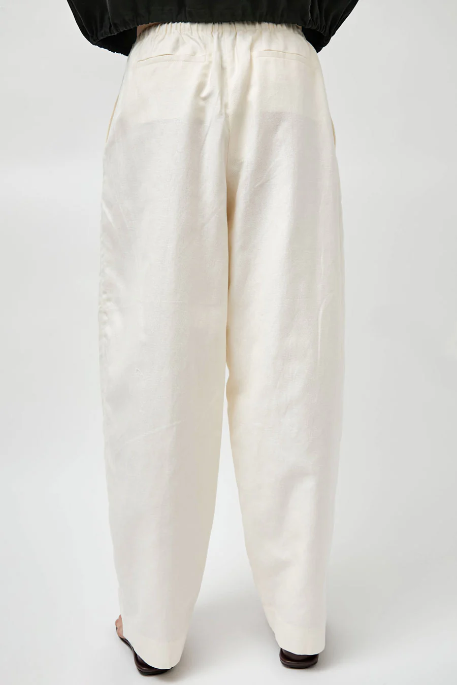 St. Agni Fine Drawstring Relaxed Pants in Ivory - Image 3