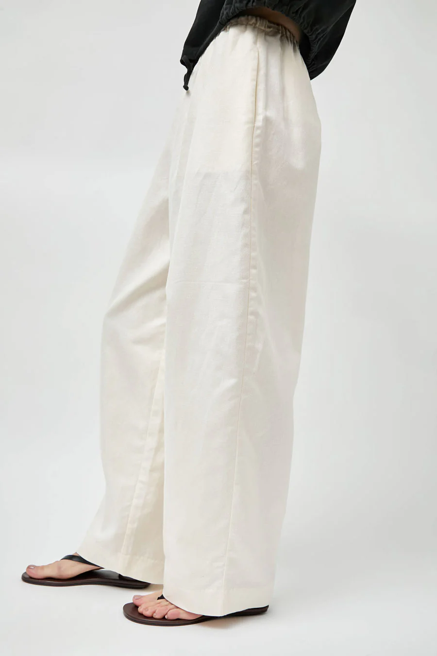 St. Agni Fine Drawstring Relaxed Pants in Ivory - Image 4