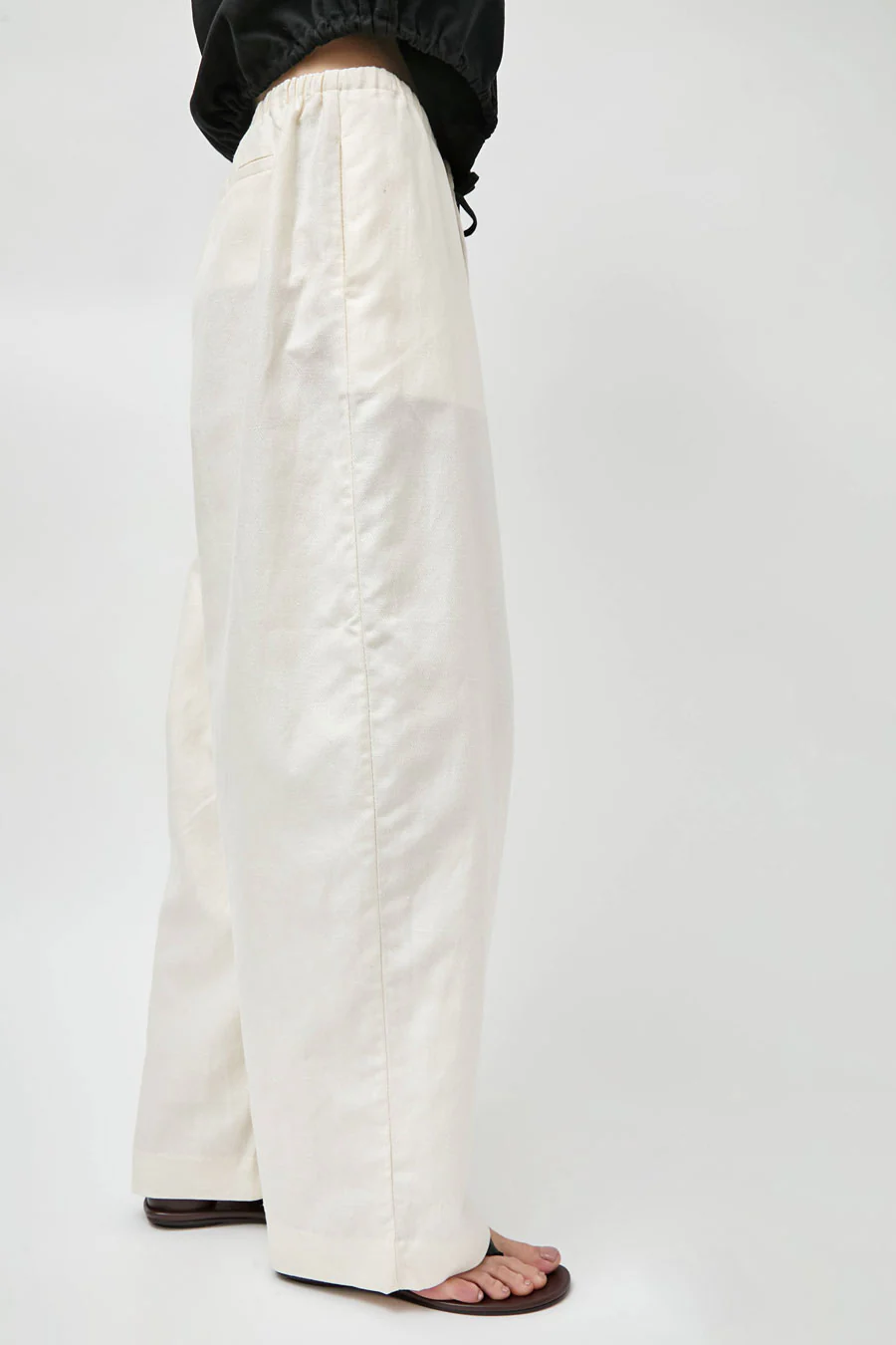 St. Agni Fine Drawstring Relaxed Pants in Ivory - Image 6