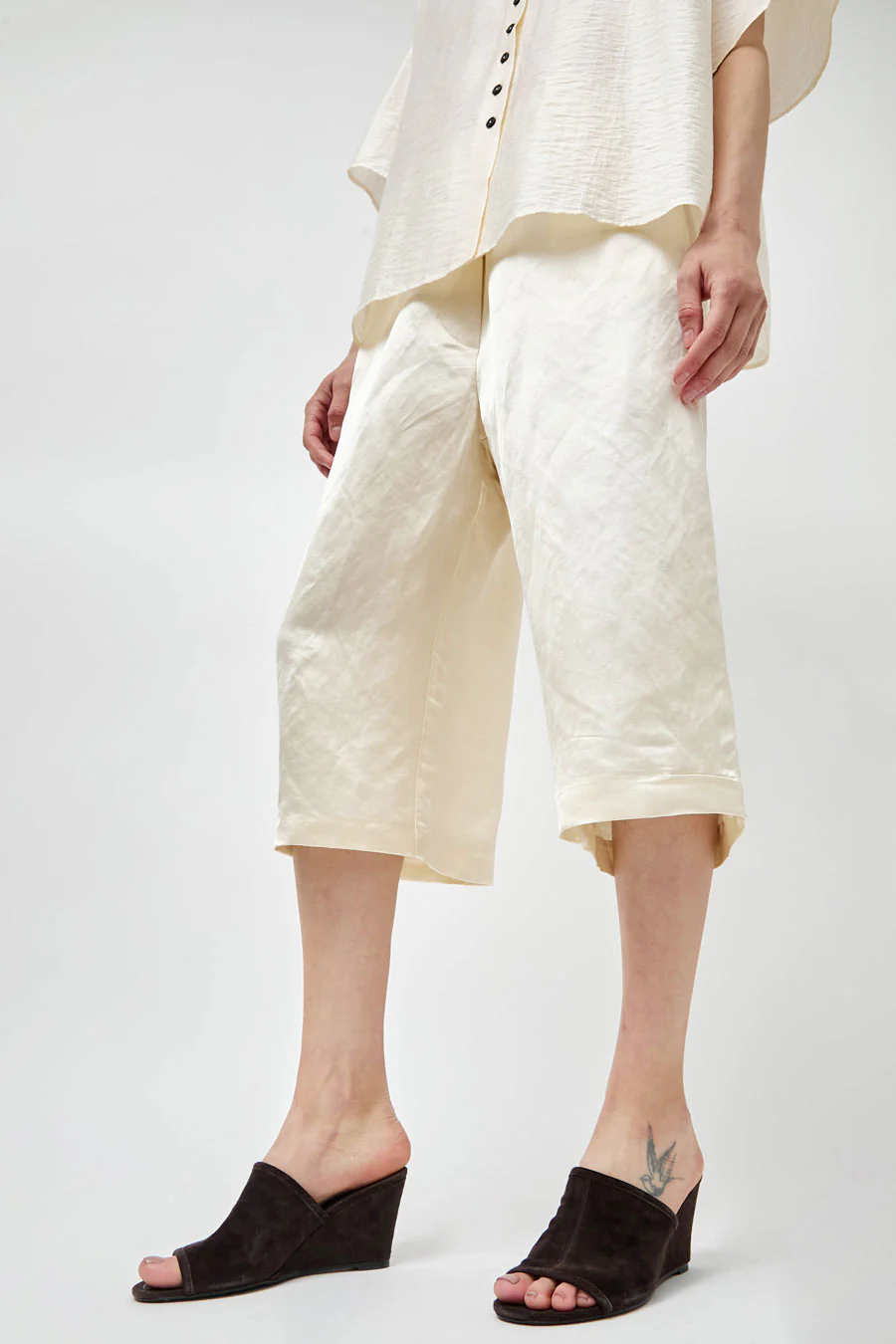 St. Agni Suede Bandeau Wedge in Coffee - Image 3