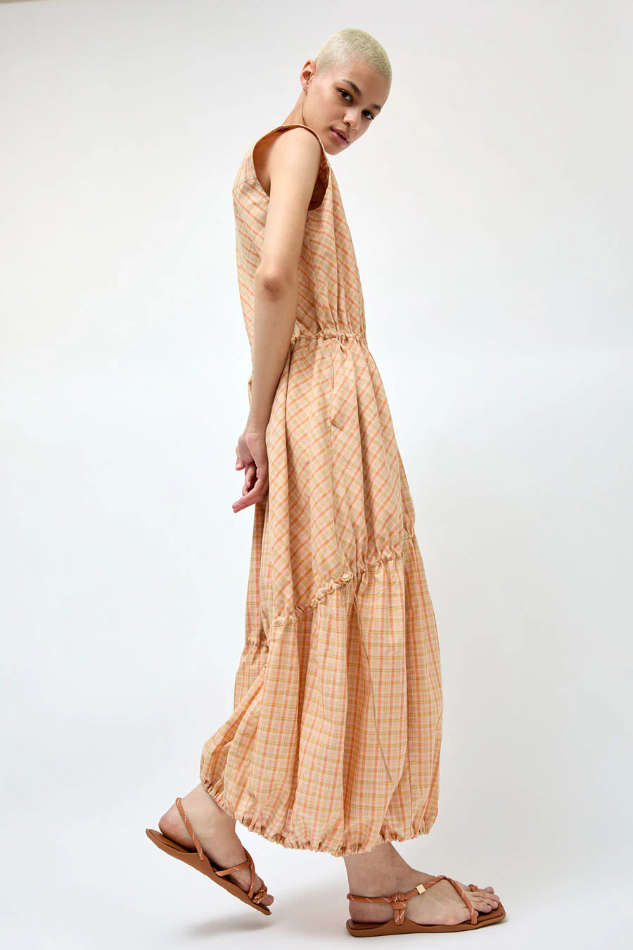 YMC Carter Sleeveless Dress in Pink Check - Image 4
