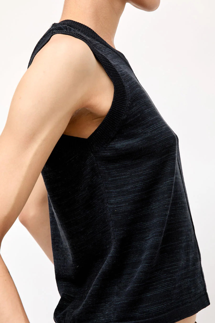 YMC Dot Knit Vest in Black Marl - Image 3