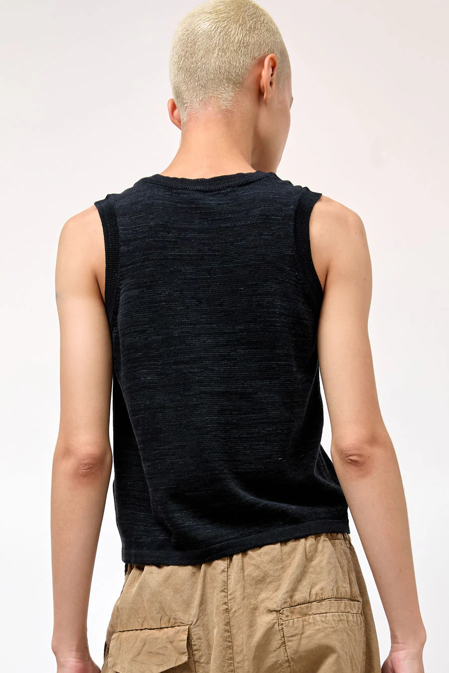 YMC Dot Knit Vest in Black Marl - Image 5
