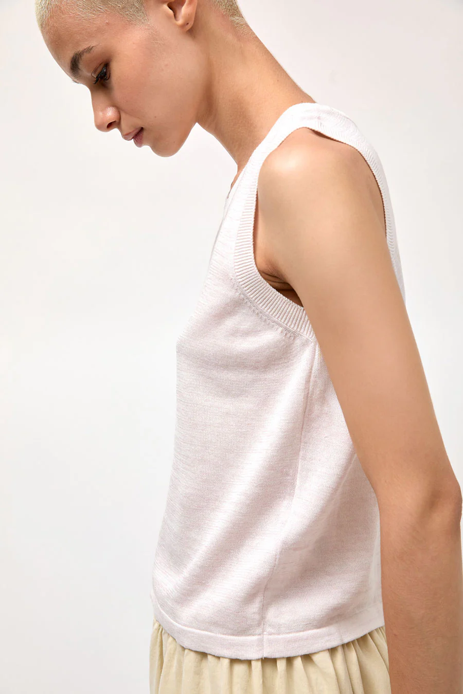 YMC Dot Knit Vest in Pink Marl - Image 3