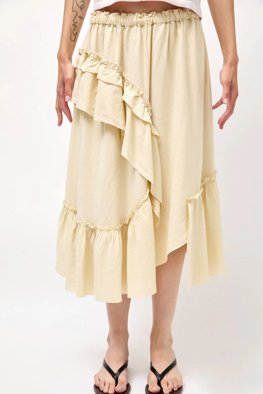 YMC Draped Skirt in Shell - Image 3