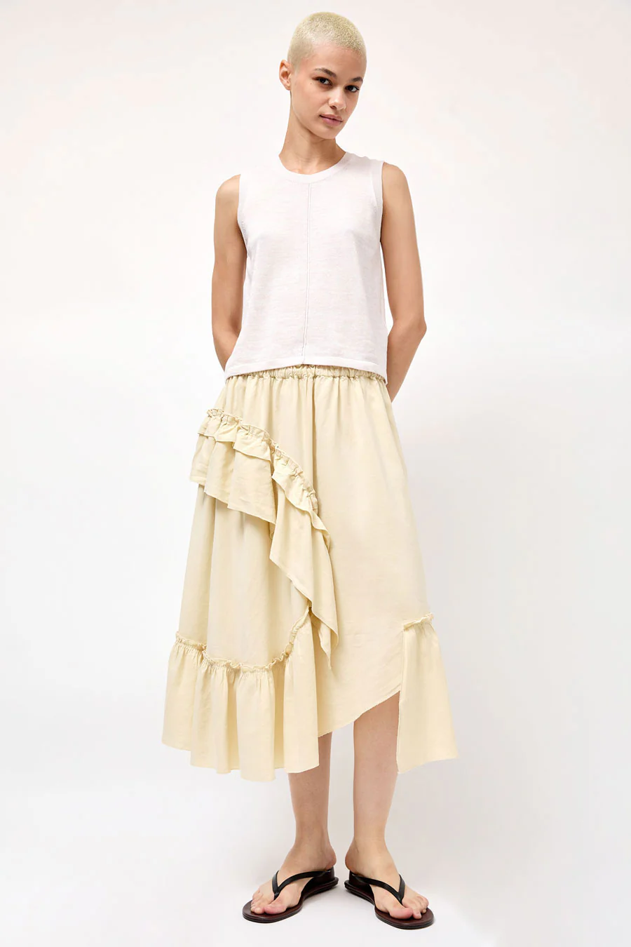 YMC Draped Skirt in Shell - Image 6