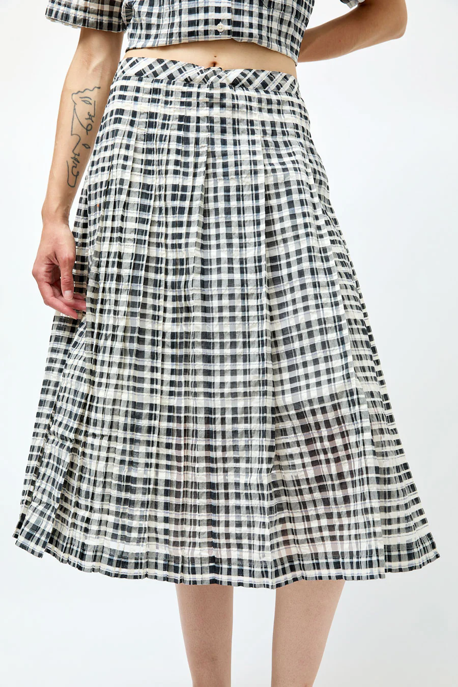 YMC Rosetta Skirt in Charcoal and Off White - Image 3