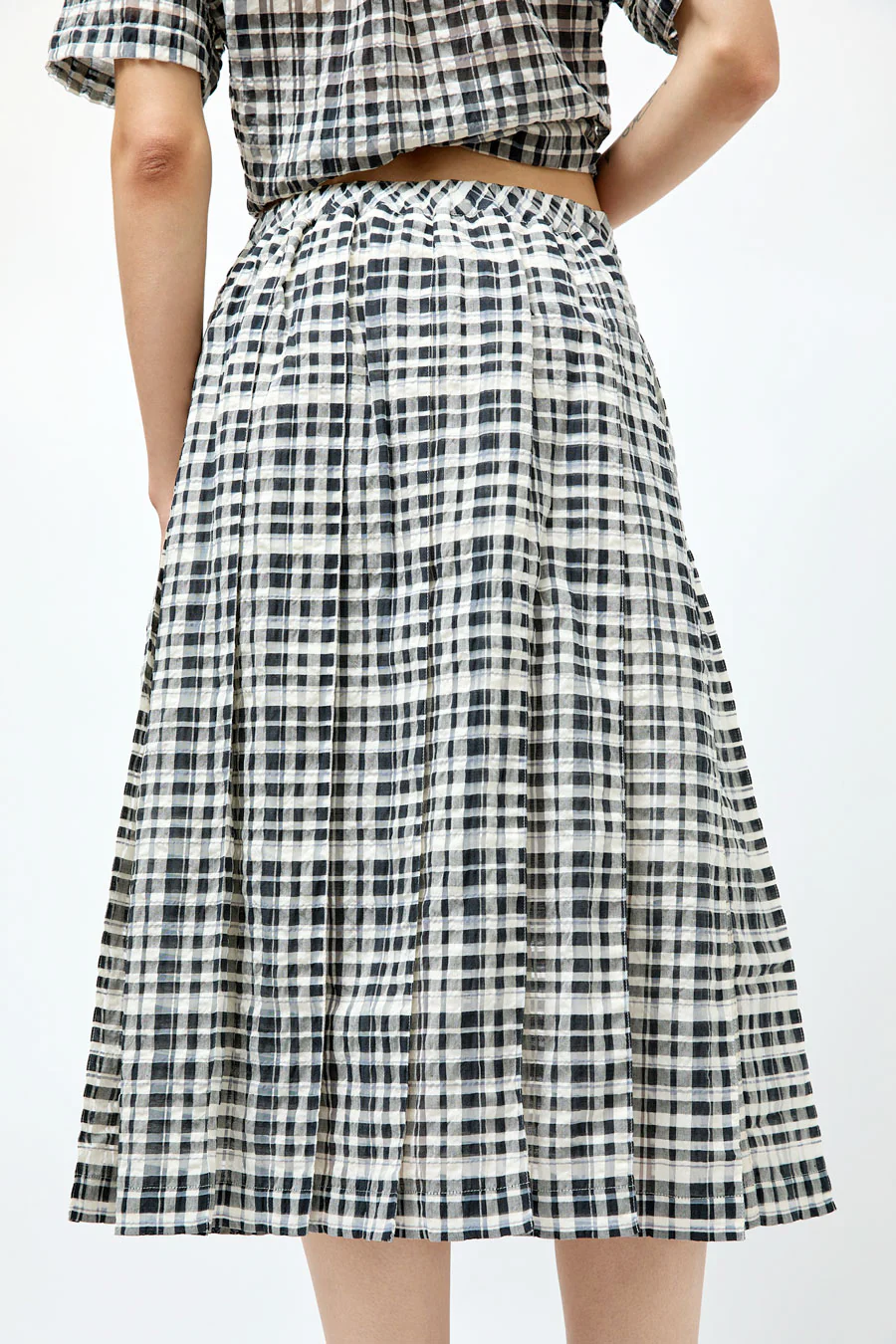 YMC Rosetta Skirt in Charcoal and Off White - Image 5