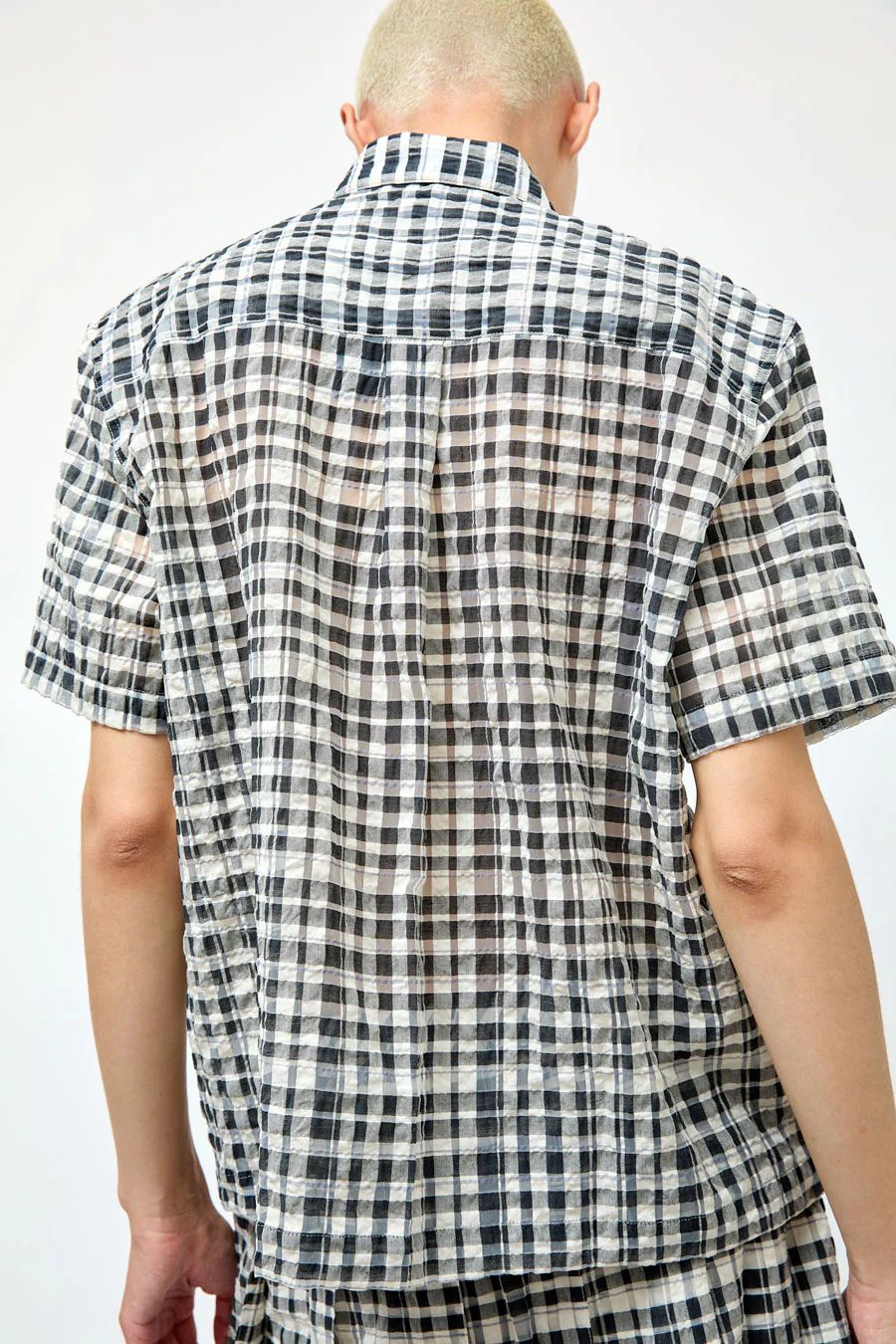 YMC Vegas Shirt in Charcoal and Off White - Image 5