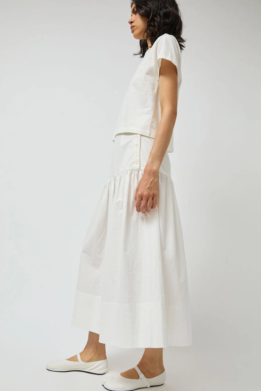 Zii Ropa Beatrice Skirt in White Seersucker - Image 6